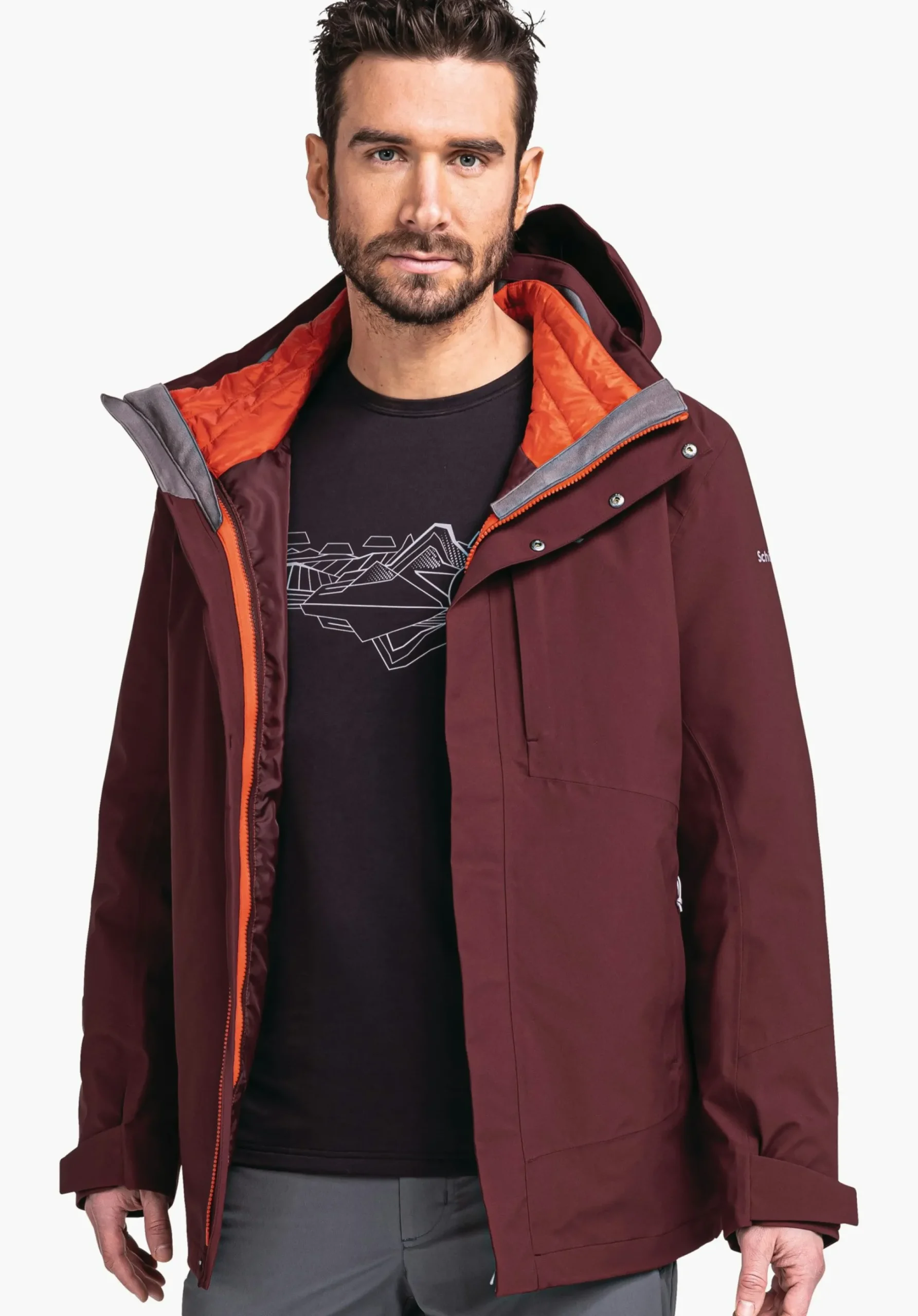 MEN SCHÖFFEL Trek & Hike|Double Jackets<3in1 hiking jacket with thermal inner red