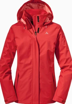 WOMEN SCHÖFFEL Trek & Hike|Outdoor Jackets<Robust, wind- and waterproof rain jacket red