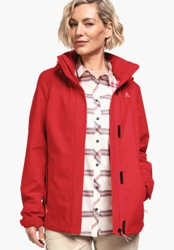 WOMEN SCHÖFFEL Trek & Hike|Outdoor Jackets<Robust, wind- and waterproof rain jacket red