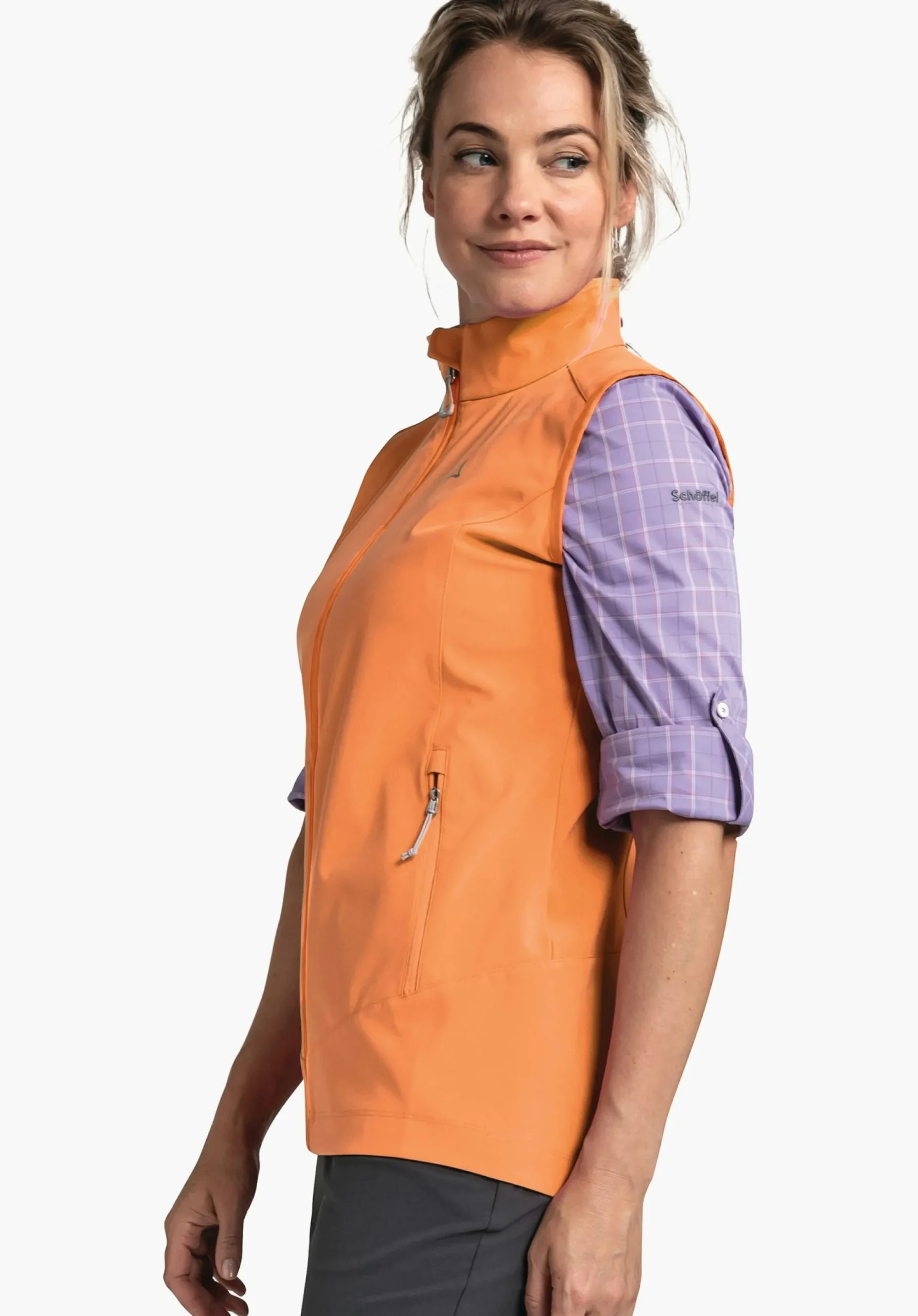 WOMEN SCHÖFFEL <Softshell vest in purist design orange
