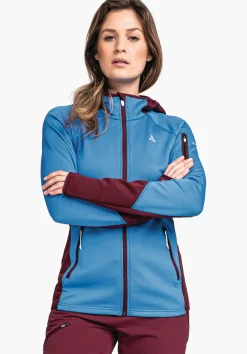 WOMEN SCHÖFFEL Trek & Hike<Sporty fleece hoody in material mix red