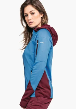 WOMEN SCHÖFFEL Trek & Hike<Sporty fleece hoody in material mix red