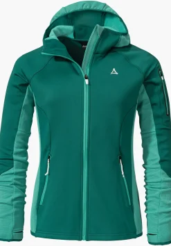 WOMEN SCHÖFFEL Trek & Hike<Sporty fleece hoody in material mix red