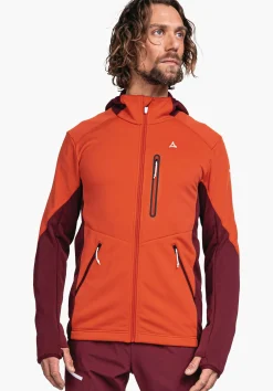 MEN SCHÖFFEL Trek & Hike<Sporty fleece hoody in material mix orange
