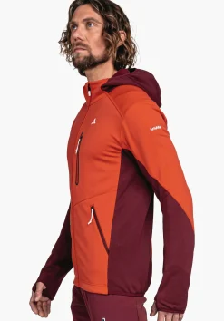 MEN SCHÖFFEL Trek & Hike<Sporty fleece hoody in material mix orange