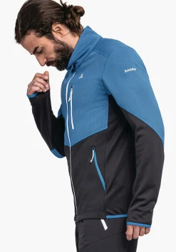 MEN SCHÖFFEL Trek & Hike<Sporty fleece jacket in material mix blue
