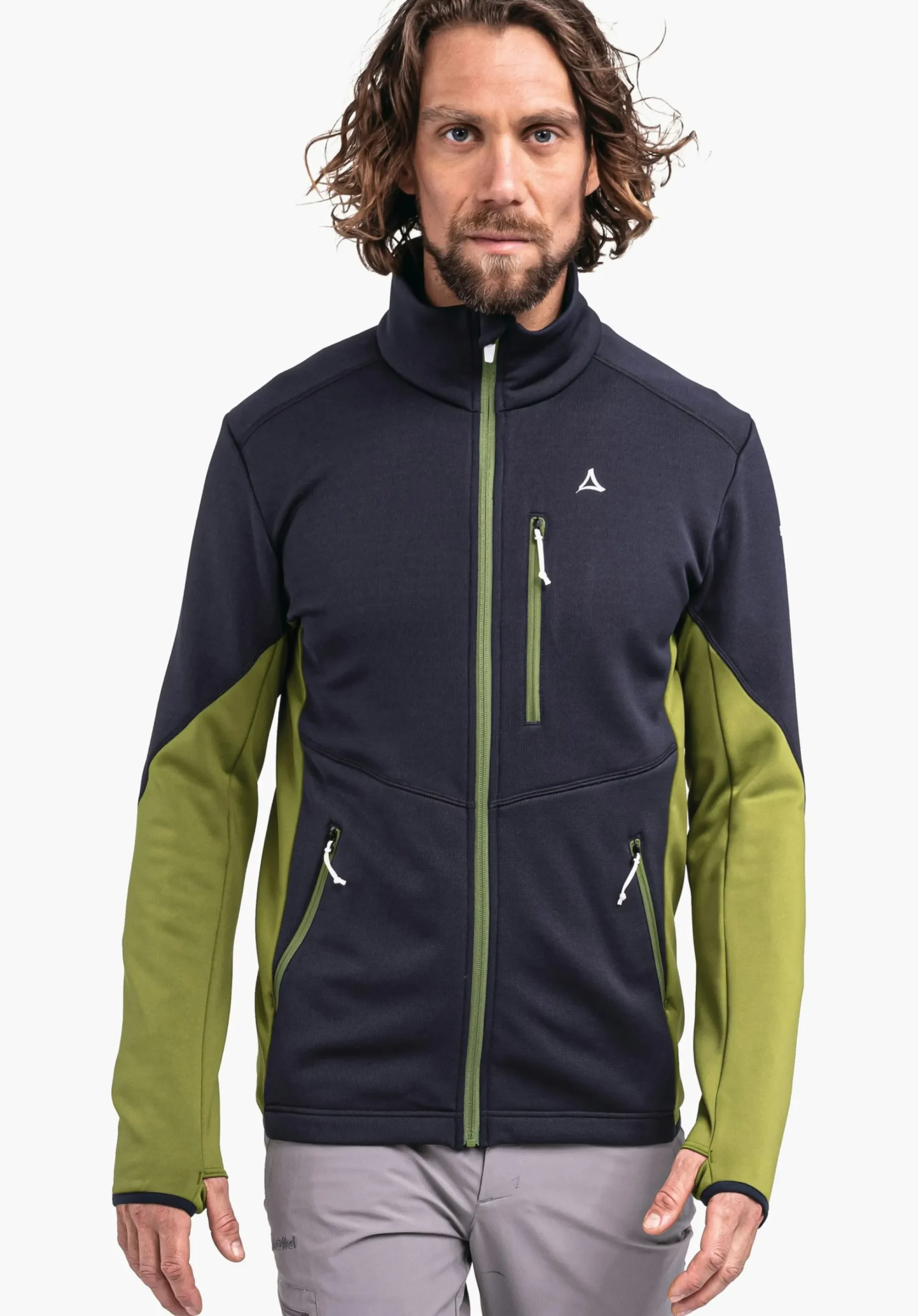 MEN SCHÖFFEL Trek & Hike<Sporty fleece jacket in material mix blue