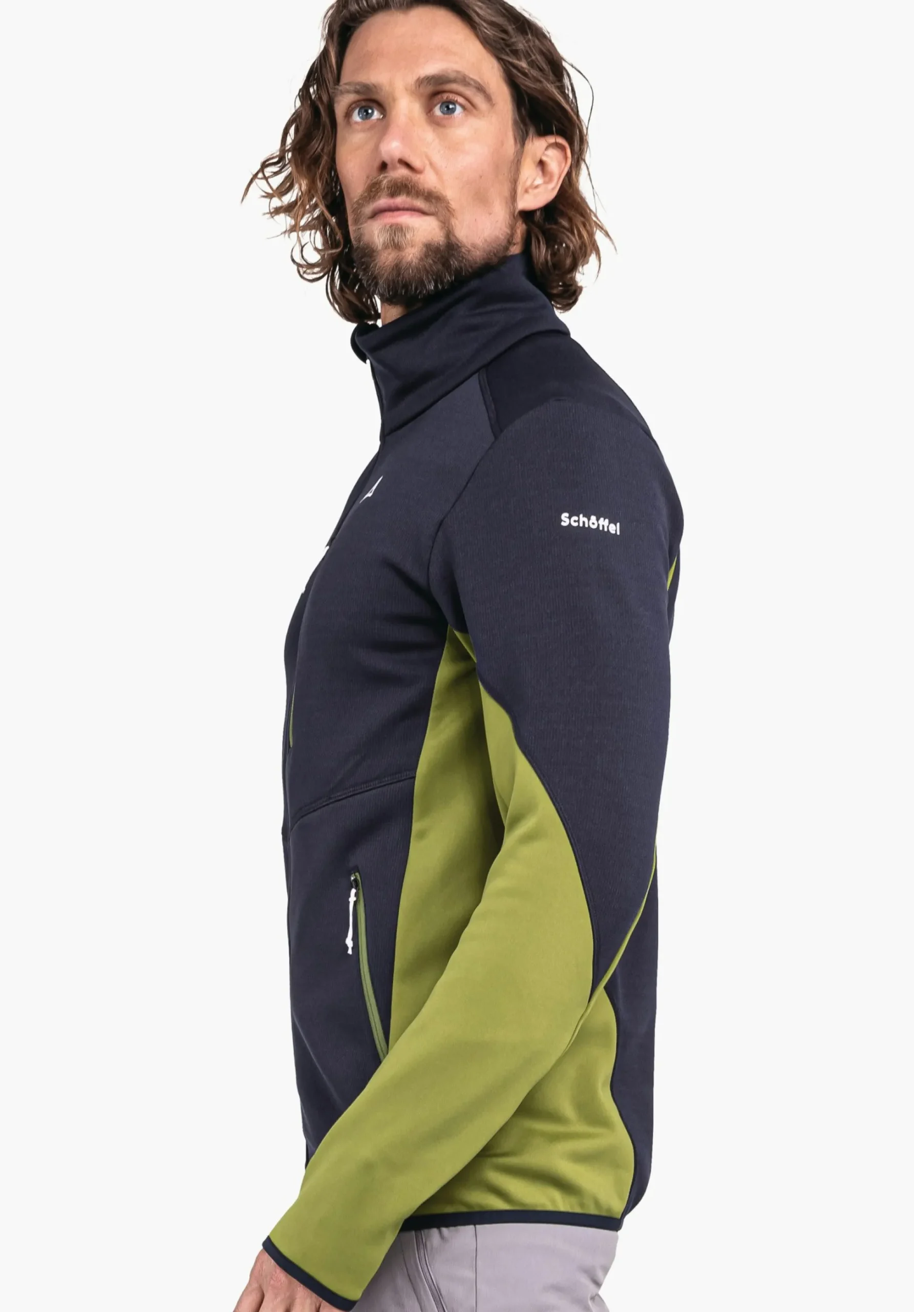 MEN SCHÖFFEL Trek & Hike<Sporty fleece jacket in material mix blue