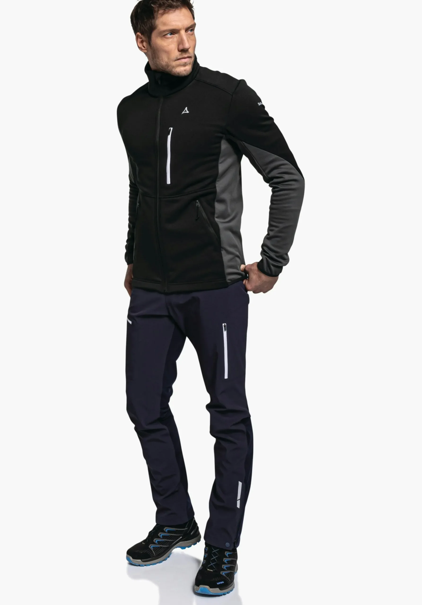 MEN SCHÖFFEL Trek & Hike<Sporty fleece jacket in material mix blue
