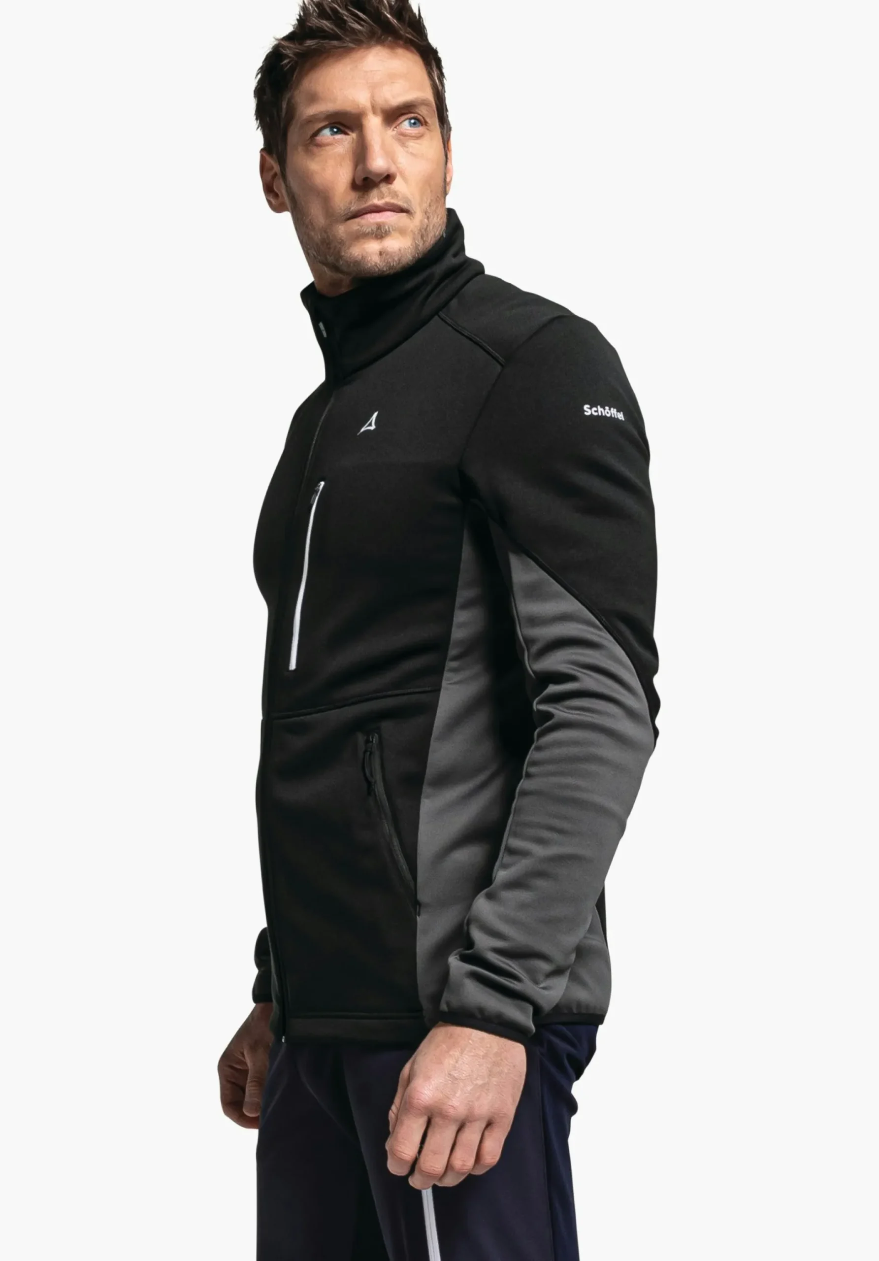 MEN SCHÖFFEL Trek & Hike<Sporty fleece jacket in material mix blue