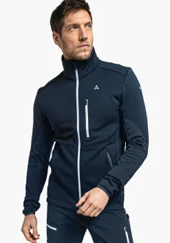 MEN SCHÖFFEL Trek & Hike<Sporty fleece jacket in material mix blue