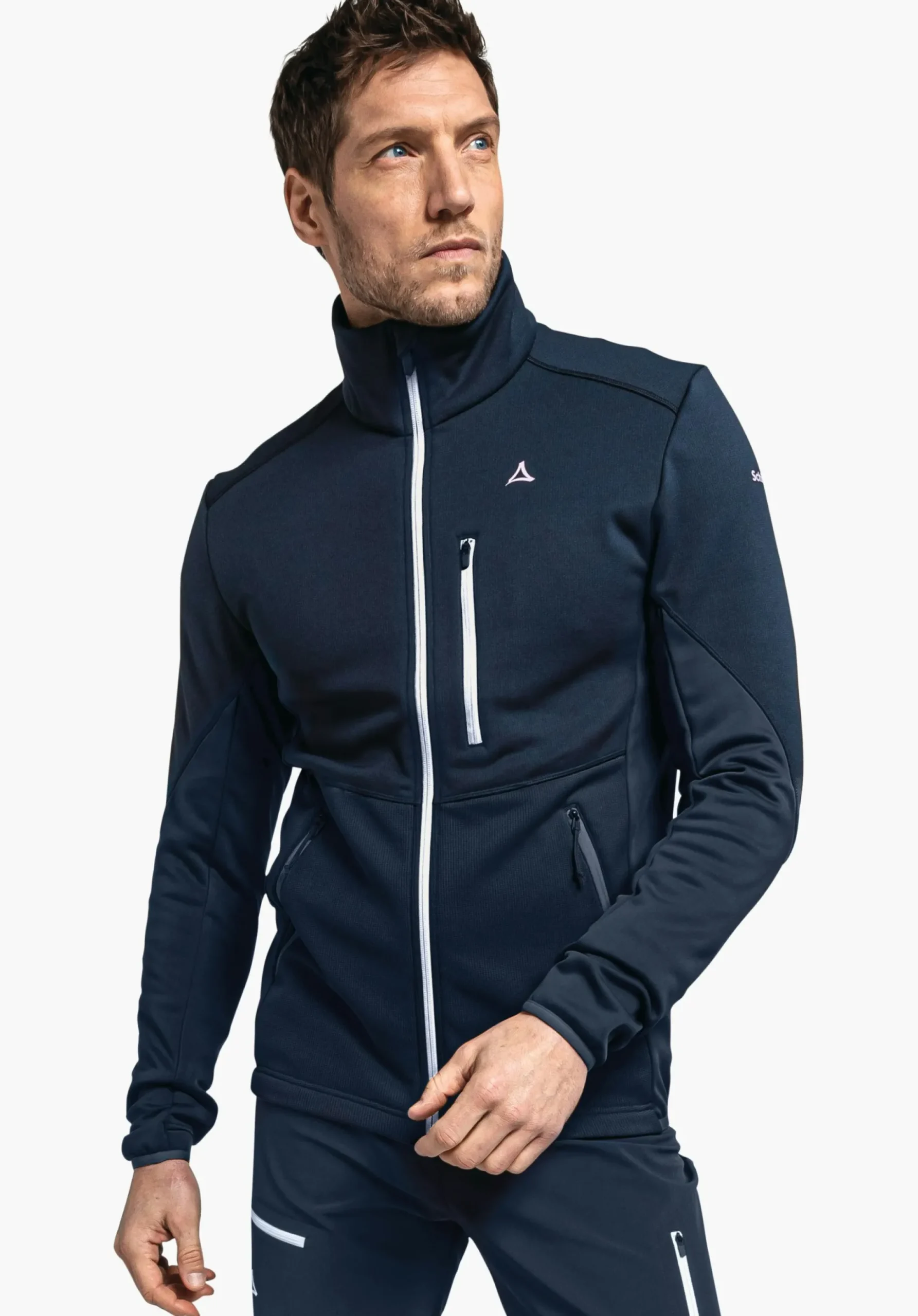 MEN SCHÖFFEL Trek & Hike<Sporty fleece jacket in material mix blue