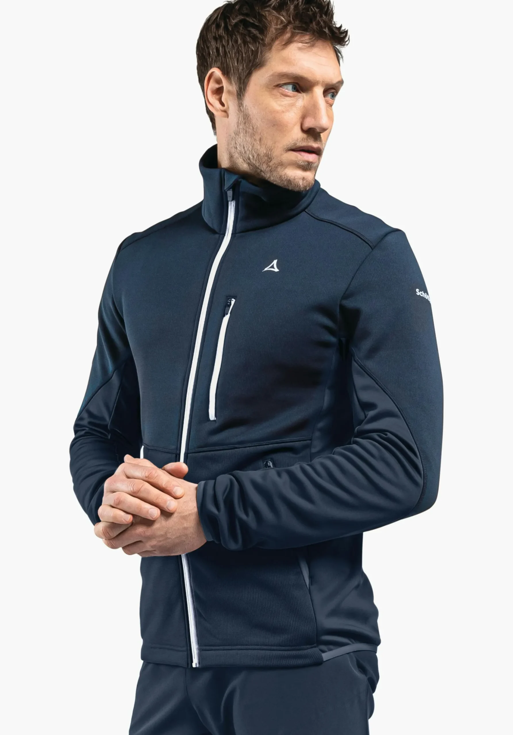MEN SCHÖFFEL Trek & Hike<Sporty fleece jacket in material mix blue