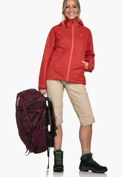 WOMEN SCHÖFFEL Trek & Hike|Outdoor Jackets<Stretchy rain jacket with pack-away bag red