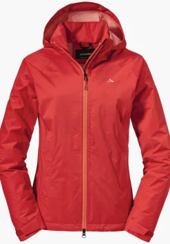 WOMEN SCHÖFFEL Trek & Hike|Outdoor Jackets<Stretchy rain jacket with pack-away bag red