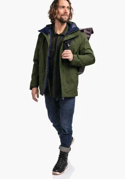 MEN SCHÖFFEL Travel/Leisure|Double Jackets<Waterproof and fashionable 3in1 parka green